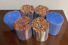 Lot of 6 Rolls Latch Hook Rug Yarn Acrylic Tan Blue Multi Color