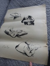 3 feuilles ,NOEL DORVILLE Caricature Politiques Journalistes 1902--(p14