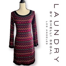 LAUNDRY BY SHELLI Merino Wool Mix Metallic Sweater Dress sz S