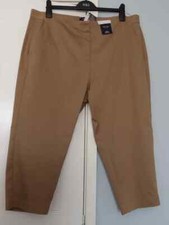 M&S The Mia Trousers Cropped Mid Rise Slim Trousers UK 20 R Coffee Elastic Back