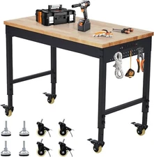 Workbench 60x 22" Worktable Work Bench Mobile Workstation w/Power Outlets Wheels