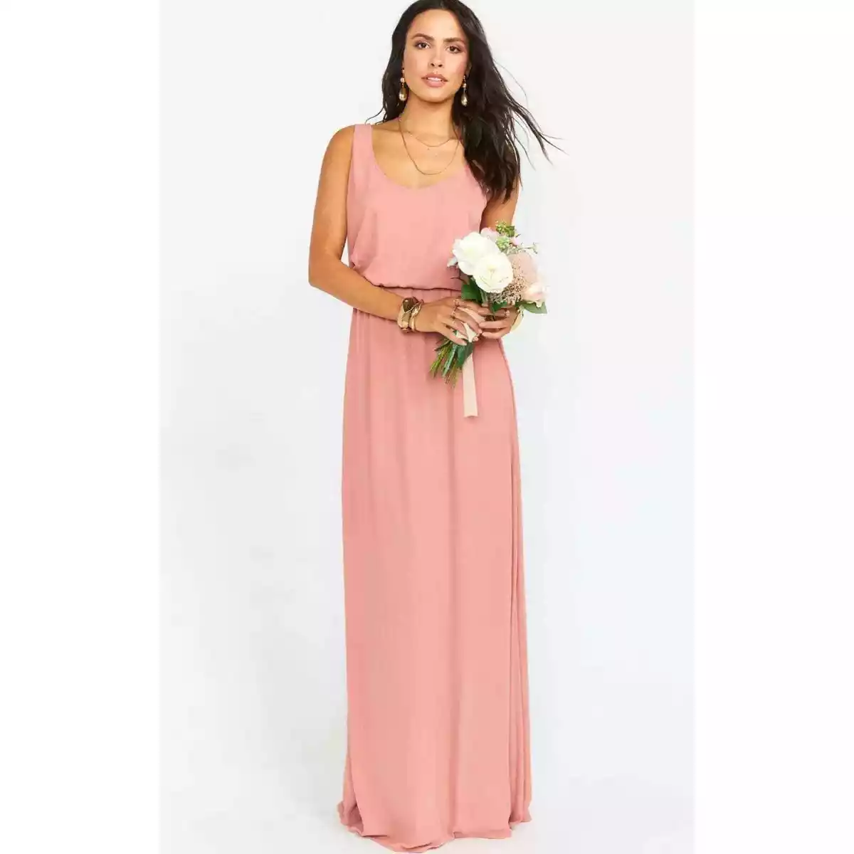 SHOW ME YOUR MUMU RUSTIC MAUVE KENDALL MAXI V NECK DRESS X SMALL