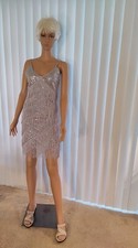 Silver Grey Sequins & Tassels Flapper Dress Sz Sm/M Going Out Of Business Sale