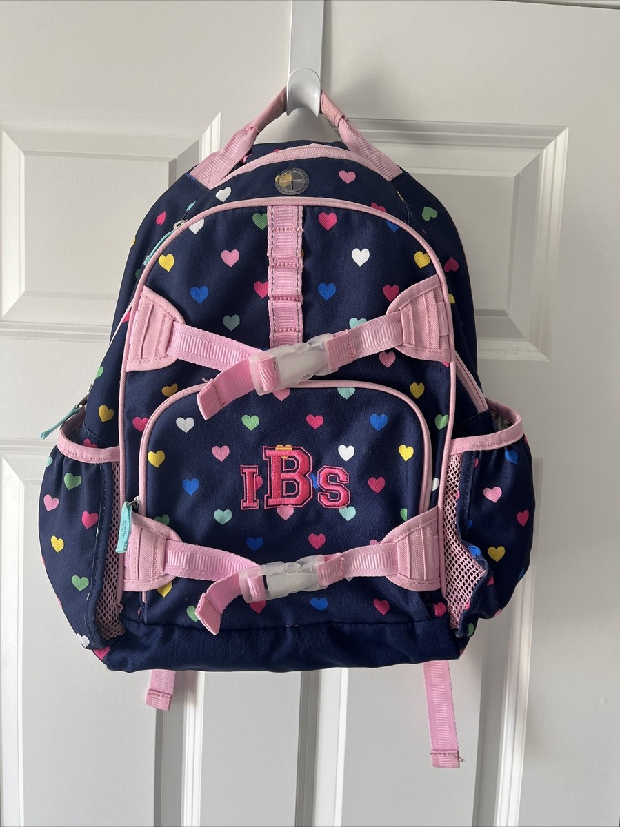 Pottery Barn Kids Mackenzie Navy Pink Multi Hearts Backpack Large