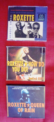 3 ROXETTE CD Singles How Do You Do!, Almost Unreal, Queen of Rain, UK, EMI,Mario