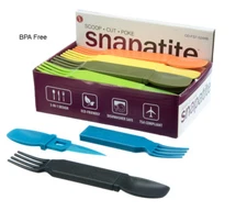 4pc 3-in-1 Compact Spoon Knife Fork Utensil Cutlery Combo Camping Hiking Outdoor