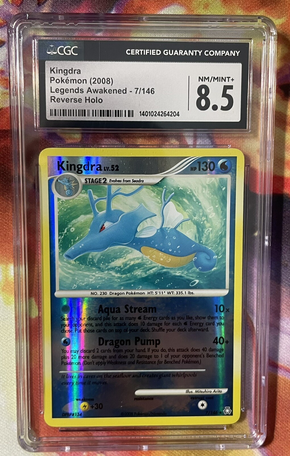 2008 Pokemon Legends Awakened #7/146 Kingdra Reverse Holo CGC 8.5 NM-MT+