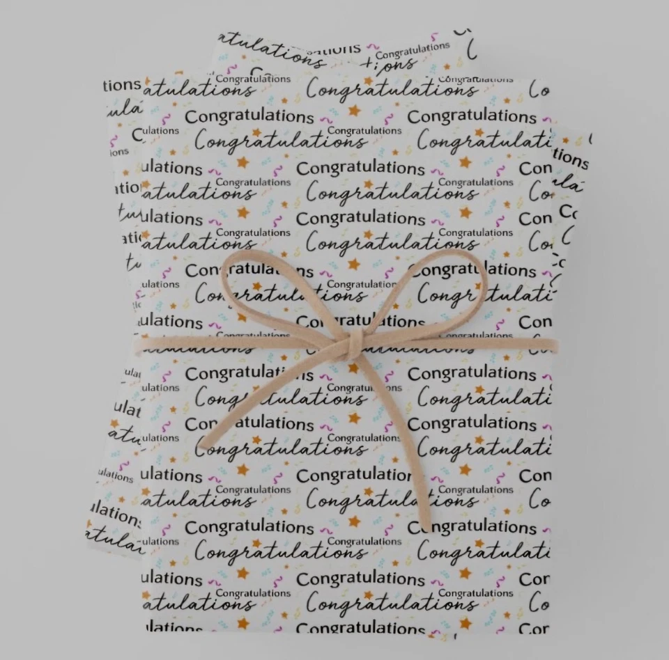 Congratulations Wrapping Paper Sheets - 3 sheets - 19" x 29" each - Image 3 of 4