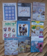 LOT Cross Stitch BABY Happy Babies Birth Sampler Iron-On Transfers Quilts Collar
