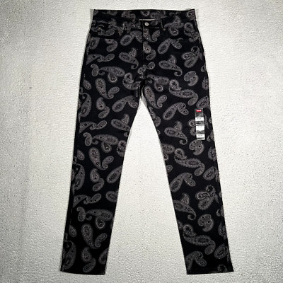 Levis Jeans Mens 32x30 Black 512 Paisley Slim Taper Denim Casual Preppy NWOT