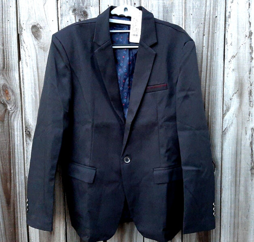 David.Ann Single Button Men's Slim Fit  Blazer ~ Black ~ M  NWT Small Defect