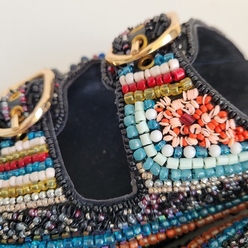 Beaded Sandals House of Harlow 1960 Slide Buckle Shoes Size 8 Great See Descript - Picture 5 of 20