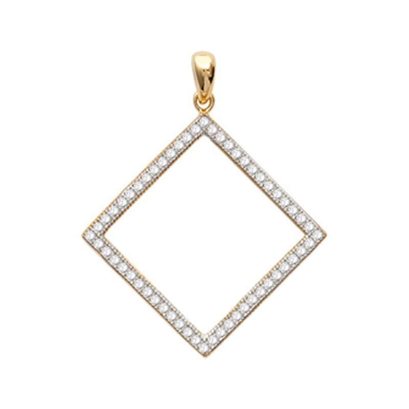 Pendentif losange plaqué or 750/000 et oxydes de zirconium à l'élégance intemporelle