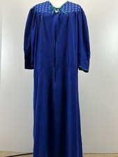 Vintage Vanity Fair Robe House Coat Sz M Royal Blue GUC Made In USA Front Zip