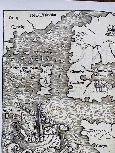 Historic Antique Old Vintage MAP 1500's 1540: The Americas: Earliest! Reprint - Picture 2 of 8