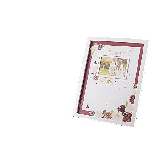 Personalisiertes Hochzeit-Gästebuch Mit Holzcover – 21,5x21,5 Cm, 144 Seiten | Vintage Herz Rot Design