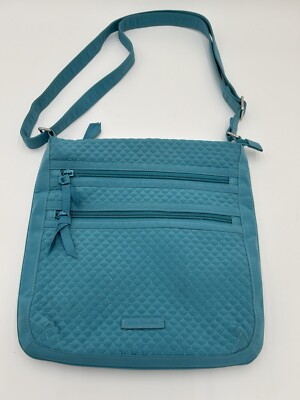 Vera Bradley Teal Aqua Quilted Hipster Crossbody Purse Bag 12  X 12 