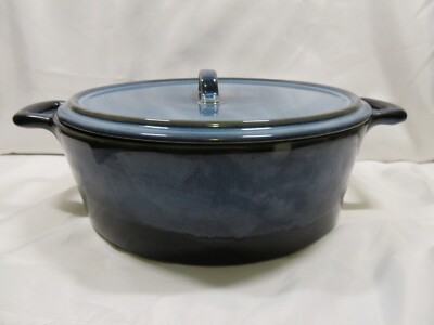 Emeril Lagasse Large Round Dutch Oven Stoneware w/ Lid Blue