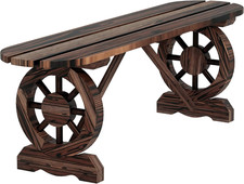 Panca Da Giardino Con Gambe a Ruota Di Carro, Panchina Da Esterno 2 Posti Stile 