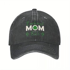 Luckiest Mom Ever Printed baseball cap Unisex casual adjustable outdoor hat
