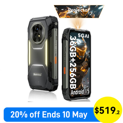 Blackview XPLORE 2 Projector AI 5G Rugged Smartphone 36GB+256GB 20000mAh NFC