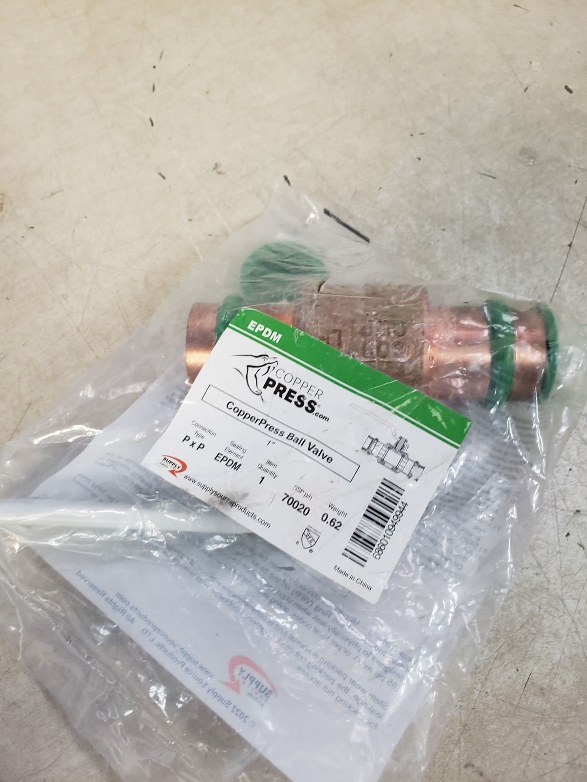 Copper Press 1" Copper Press Ball Valve EPDM