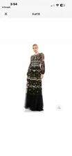 Mac Duggal 35111 Floral Embroidered Embellished Gown Blouson Sleeves Size 6 NWT