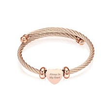 Heart Cremation Bracelet for Ashes Stainless Steel Urn Bangle Rose Gold
