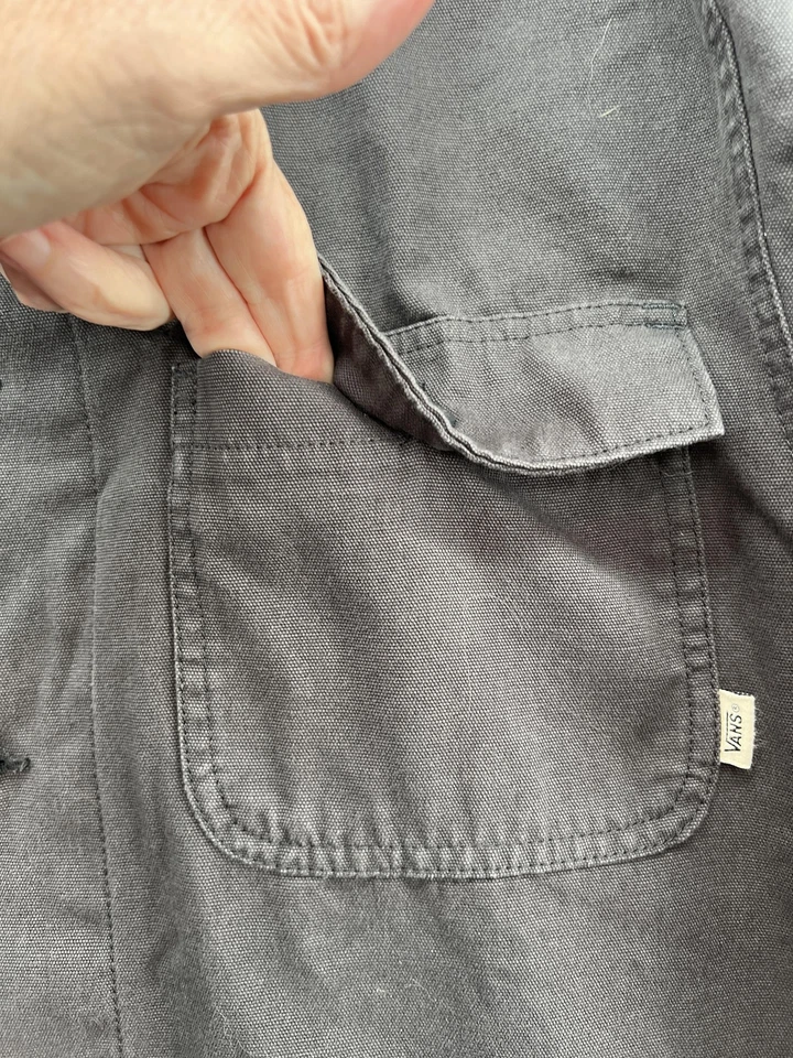 Vans Jacket Mens Large Charcoal Gray Hooded Canvas Button Utility VN-0S5XHAG - Image 3 of 4