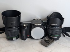 Pentax K100D DSLR Camera + 18-55mm & 50-200mm Lenses Kit w/ Hoods, Strap & 4GB