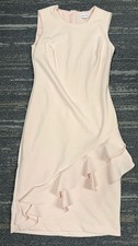 NWT Calvin Klein Women’s Light Pink Sleeveless Ruffle Hem Sheath Dress - Size: 4