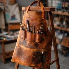 Leather Canvas Artist Apron Studio Art Painting Apron with Pockets