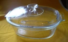 Vintage Pyrex #703 Clear Oval 3 Quart Clear Glass Casserole/Baking Dish w Lid