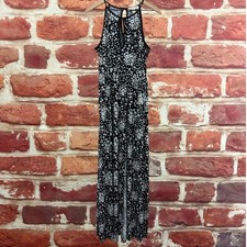 Michael Kors Maxi Womens M Black White Ditsy Shadow Floral Casual Stretchy