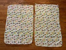 Pair (2) 1940s Full Feed / Flour Sacks Fabric Red Yellow Flowers  41" x 35" VTG