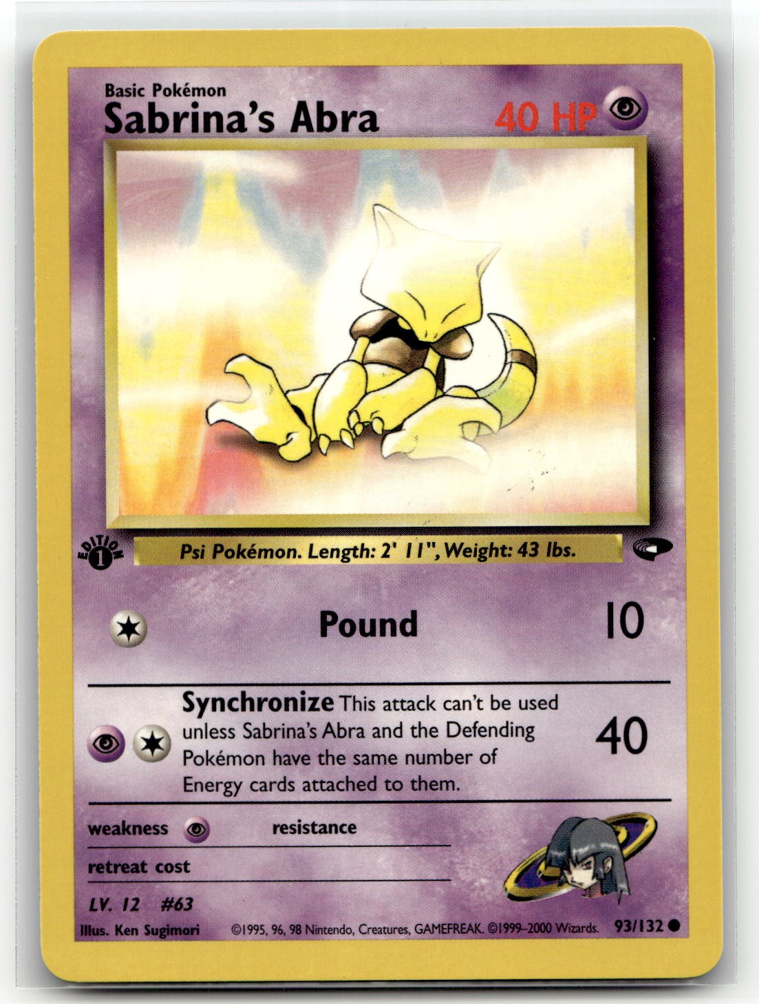 Sabrina's Abra 93/132 Common Gym Challenge Pokemon 1st Edition NM/M