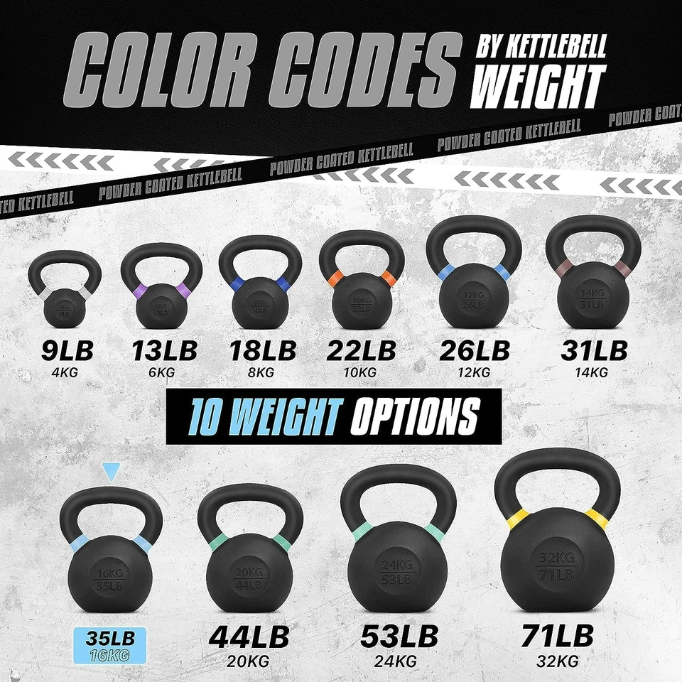1x Kettlebell Hierro Fundido Kettlebell Entrenamiento de Fuerza, 13/09/18/22/26/31/35 libras Foto 2 de 4