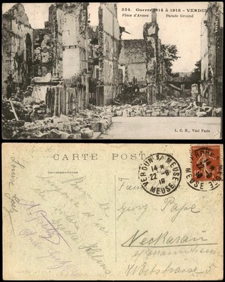 CPA Verdun Place d'Armes in Ruinen 1918