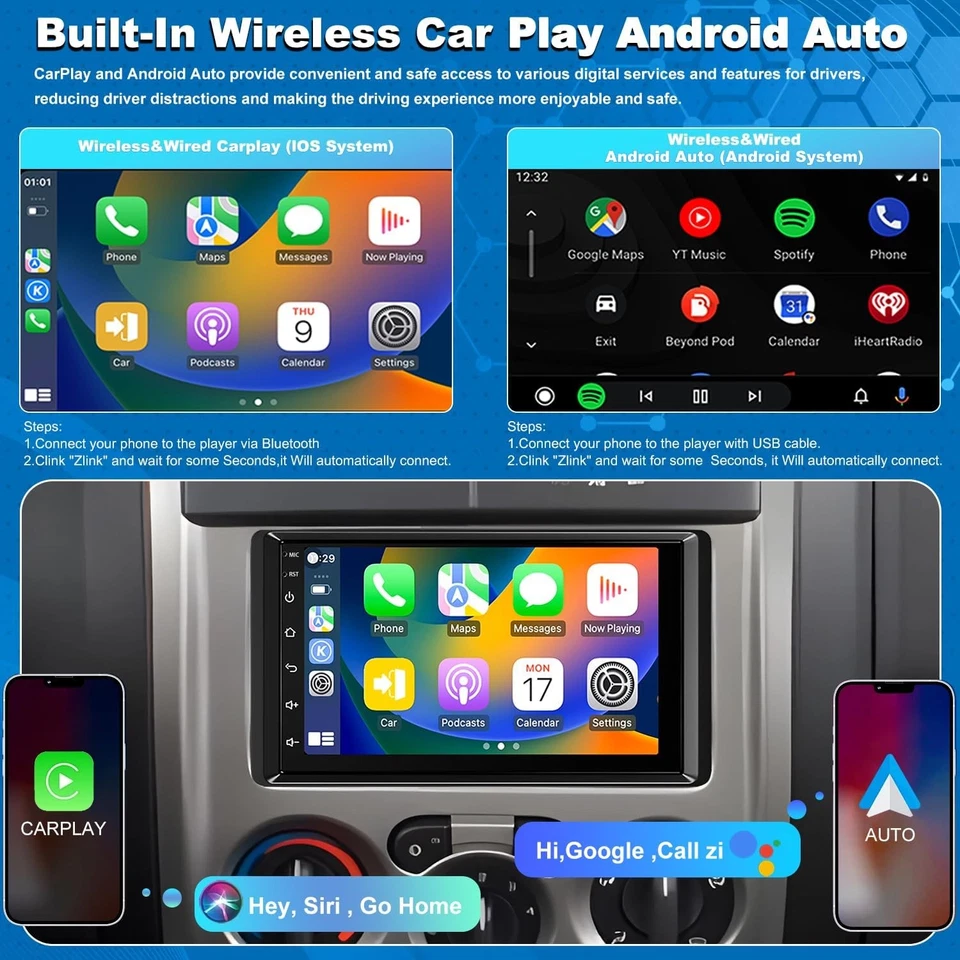 For 2003-2006 GMC Yukon Chevrolet Tahoe Silverado Android13 CarPlay Radio Stereo - Imagem 3 de 4