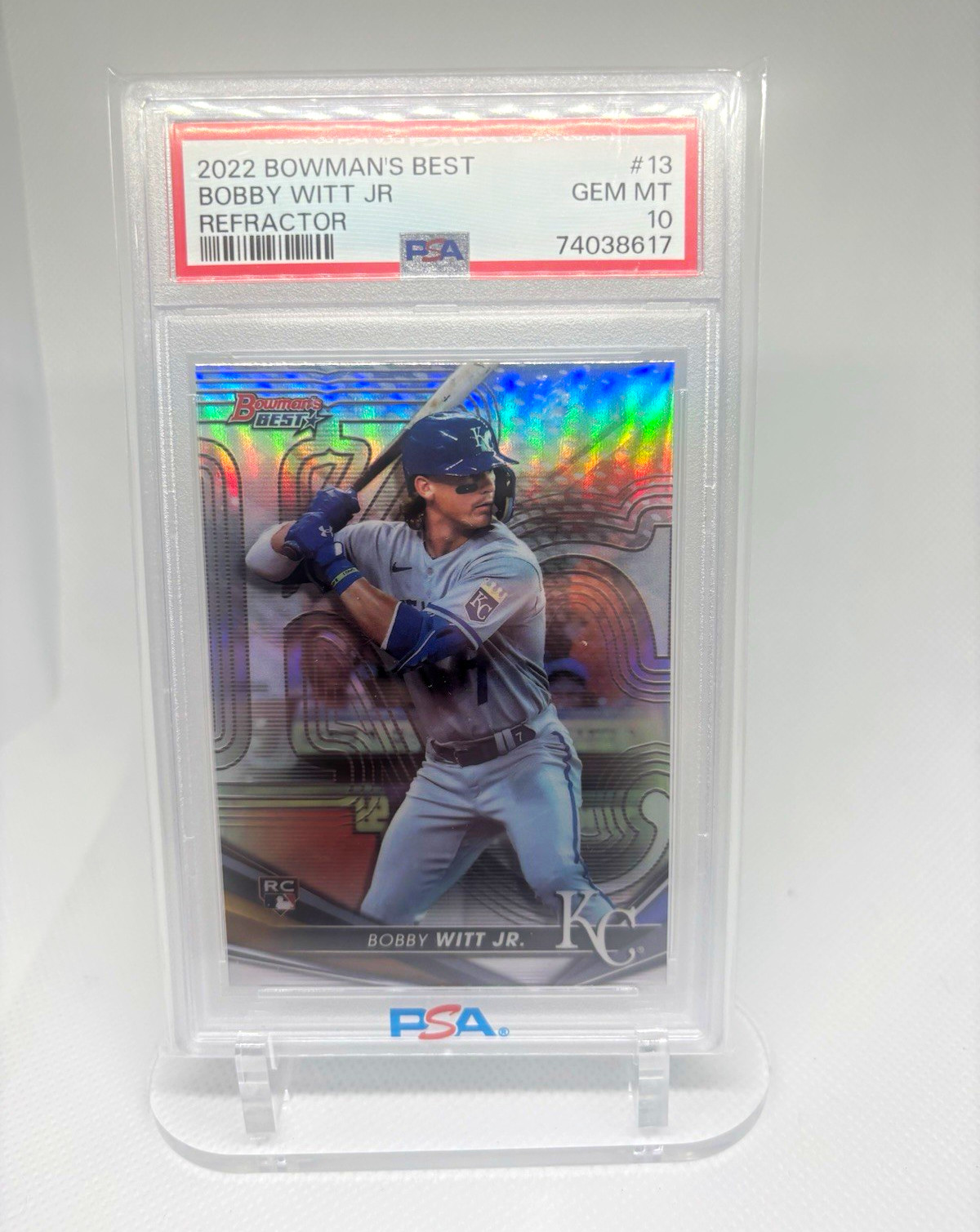Topps 2022 Bowman's Best Bobby Witt Jr. #13 Refractor Rookie PSA 10
