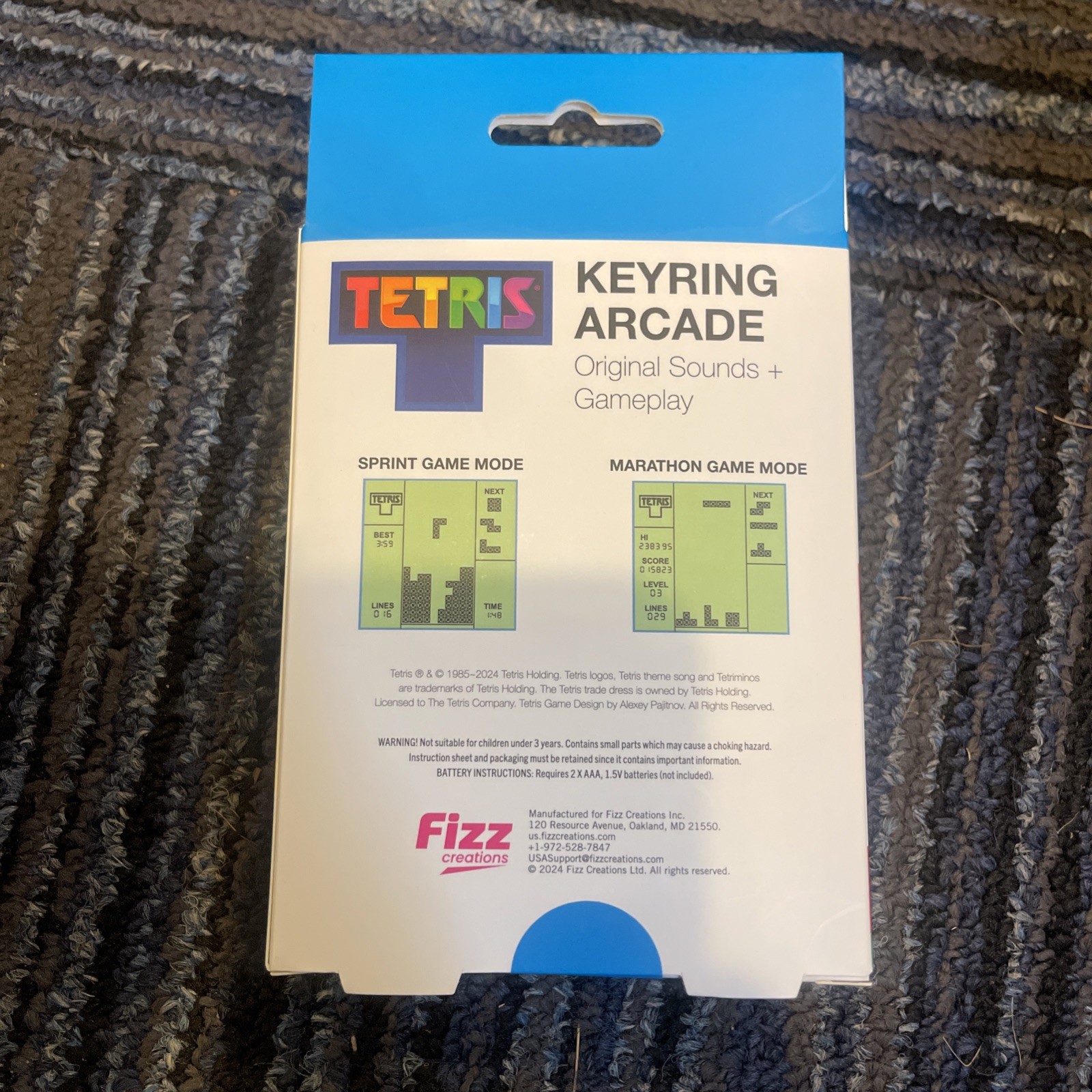 Fizz Creations Tetris Keyring Arcade w/ Original Sounds + Gameplay Travel Game