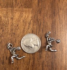 2 Jumping Cheerleader With Pom Poms Silver Tone Charms P1 
