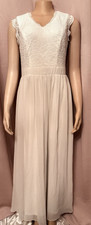 Dressystar Women's V Neck Sleeveless Lace Bridesmaid Dress White Size Large