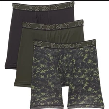 3-PACK MENS XL JOCKEY Active Microfiber Stretch Boxer Briefs CAMO Green Black