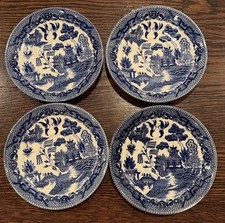 Vintage Blue Willow 6" Saucer/Dessert Plate Set Of 4 No Chips Japan