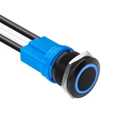 LED Latching Push Button Switch, Aluminum Alloy, IP67 Waterproof 5-24V 20A 1NO