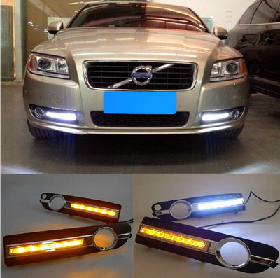 2x LED Daytime Running Light DRL fog lamp w/ Turn Signal For Volvo S80 2009-2013