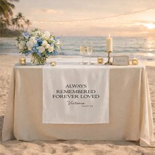 Custom memorial table runner, custom remembrance decor, always remembered