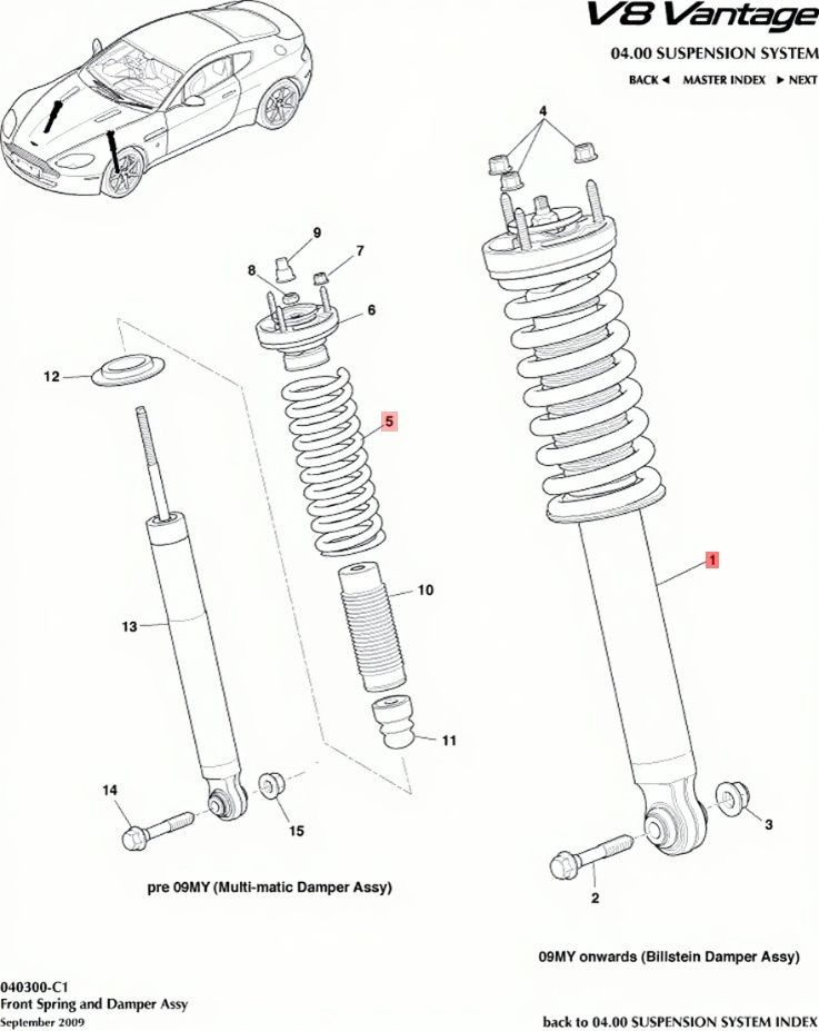 Aston Martin V8 Vantage 2009-2016 FRONT+RIGHT Strut assembly