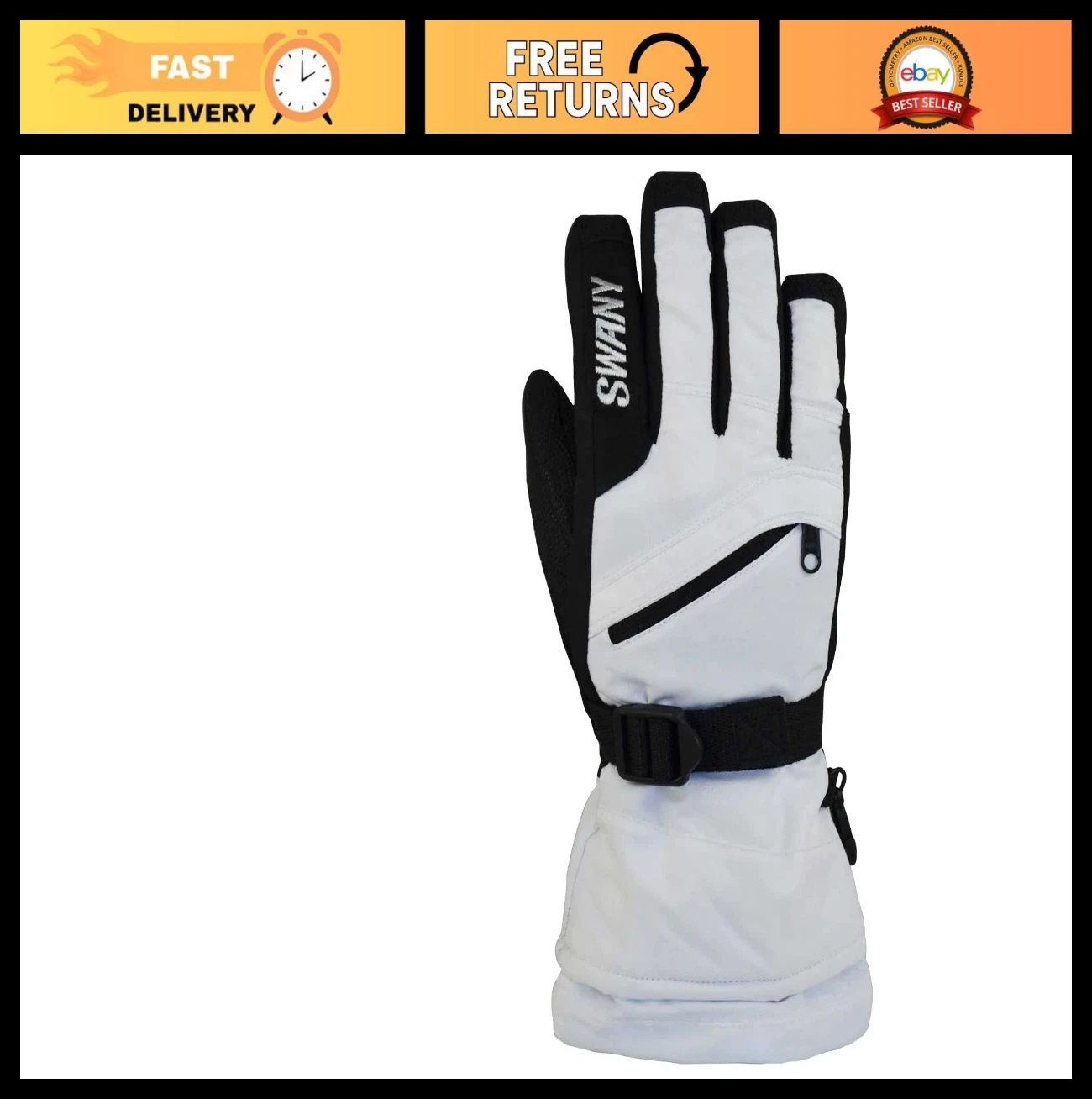 Women's Insulated Winter Gloves - Adjustable, Quick-Drying, Flexible Leather, Wa
